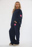 Long Sleeve Graphic Badge Sweatshirt With Wide Leg Trouser