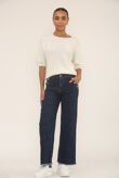 Dark Blue Gold Button With Raw Hem Jeans