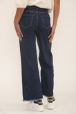 Dark Blue Gold Button With Raw Hem Jeans
