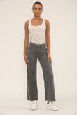 Grey Gold Button With Raw Hem Jeans