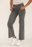 Grey Gold Button With Raw Hem Jeans
