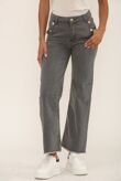 Grey Gold Button With Raw Hem Jeans