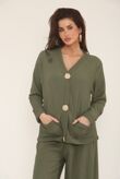 Cheesecloth Long Sleeve Gold Buttoned Top and Trousers Co-Ord Set