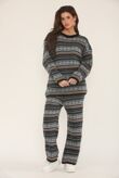 Long Sleeve Nordic Pattern Cozy Knitted Set