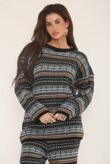 Long Sleeve Nordic Pattern Cozy Knitted Set