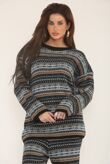 Long Sleeve Nordic Pattern Cozy Knitted Set