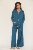 Cheesecloth Long Sleeve Gold Buttoned Top and Trousers Co-Ord Set