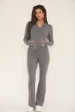 Slate Grey Active Zipped Jacket With Flare Trouser