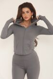 Slate Grey Active Zipped Jacket With Flare Trouser