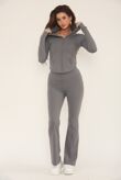 Slate Grey Active Zipped Jacket With Flare Trouser