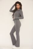 Slate Grey Active Zipped Jacket With Flare Trouser