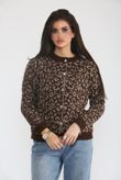 Contrast Leopard Print Love Buttoned Front Knitted Cardigan
