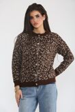 Contrast Leopard Print Love Buttoned Front Knitted Cardigan