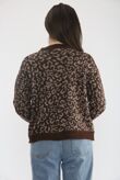 Contrast Leopard Print Love Buttoned Front Knitted Cardigan