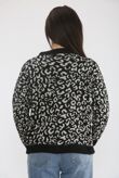 Contrast Leopard Print Love Buttoned Front Knitted Cardigan