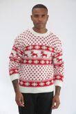 Cream Snow Flake And Reindeer Christmas Jumper