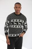 Black Snow Flake And Reindeers Christmas Jumper