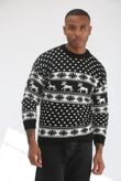 Black Snow Flake And Reindeers Christmas Jumper