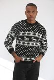 Black Snow Flake And Reindeers Christmas Jumper