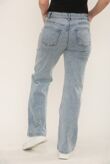 Blue Wide Leg Distressed Cross Patch Denim Jeans