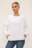 White Long Sleeve Casual Crewneck Loose Fit Sweatshirt