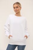 White Long Sleeve Casual Crewneck Loose Fit Sweatshirt