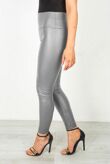 Silver Grey Leather Look High Waist Leggings