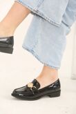 Black Designer Patent Slip on Loafer