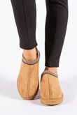 Chestnut Faux Suede Embroidered Fluffy Slippers Boots