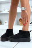 Black Ultra Mini Platform Faux Fur Lined Ankle Boots