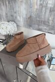 Camel Ultra Mini Platform Faux Fur Lined Ankle Boots
