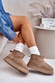 Camel Ultra Mini Platform Faux Fur Lined Ankle Boots