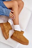 Chestnut Ultra Mini Platform Faux Fur Lined Ankle Boots