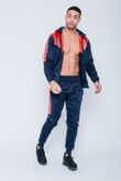 Job Lot Navy Chevron Panel Skinny Fit Hooded Tracksuit
