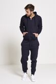 Navy Fleece Jogging Pockets Bottoms Plain Tracksuit