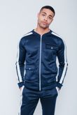 Navy with White Tape Zip Up Tracksuit