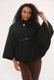 Wool Blend Belted Cape Coat