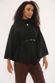 Wool Blend Belted Cape Coat