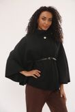 Wool Blend Belted Cape Coat