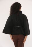 Wool Blend Belted Cape Coat