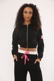 Graphic Badge Baggy Cropped Hoodie With Contrast Trouser