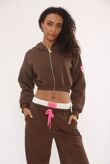 Graphic Badge Baggy Cropped Hoodie With Contrast Trouser