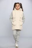 Girls Beige Pocket Front Puffer Gilet