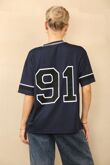 Plus Size Navy Contrast Short Sleeve LA Varsity T-Shirt