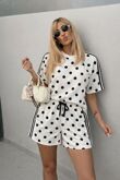 Polka Dot Print Banded Shorts Set