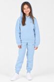 Sky Blue Kids Plain Fleece Pullover Hoodie Printed Casual Tracksuit