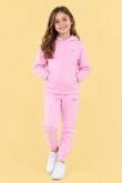 Pink Kids Plain Fleece Pullover Hoodie Printed Casual Tracksuit