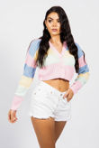 Pink Rainbow Pointelle Button Cardigan