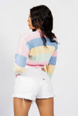 Pink Rainbow Pointelle Button Cardigan