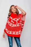 Red Christmas Reindeer Poncho